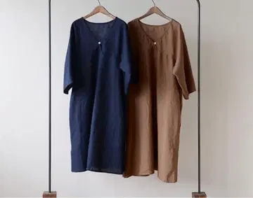 [ foglinenwork ] 라이나 V넥 원피스 네이비