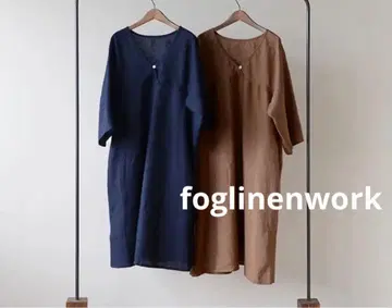 [ foglinenwork ] 라이나 V넥 원피스 네이비