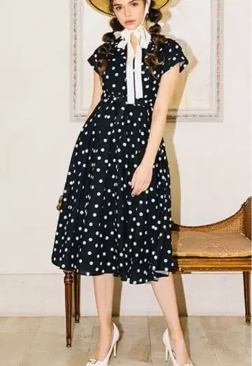 새상품급 eimy istoire 레트로 도트 원피스 S