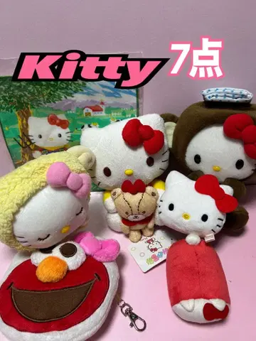 헬로키티 묶음 판매 7점 봉제 인형 마스코트 손수건