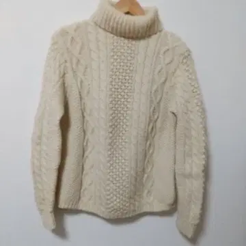 빈티지 아란 니트 스웨터 터틀