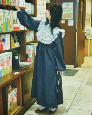 쿠틸과 레트로 2way 레이스 탈착식 옷깃 포함 리본 원피스