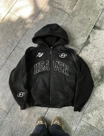 HEAVEN 풀 집업 후드티 XL 블랙