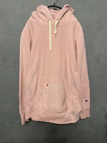 champion 챔피온 리버스 위브 후드 로고 마크 핑크 L