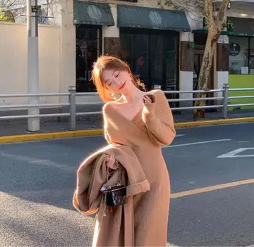 신상품 니트 원피스 롱 시즌 슬림