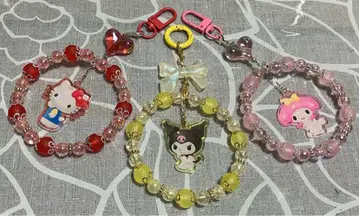 헬로키티 쿠로미 마이멜로디 비즈 스트랩 3개 세트