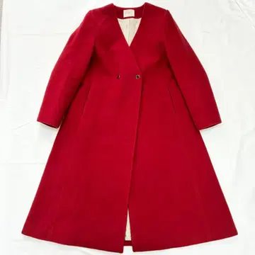 이에나 맥시 길이 울 모사 v넥 플레어 코트 A라인 빨간색 롱