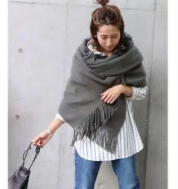 [ 클리닝 완료 ] ASAUCE MELER 울 대형 스톨 그레이