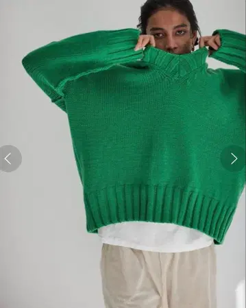 SEA V넥 루즈 니트 그린