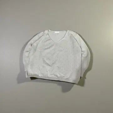 JEANASIS 새상품급 V넥 라메 도트 니트 울 혼방 오버 사이즈