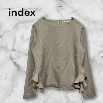 인덱스 베이지 프릴 긴팔 셔츠 블라우스 레귤러 기장 M 사이즈