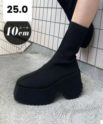 BLACK QUEEN 통굽 삭스 부츠 블랙 25