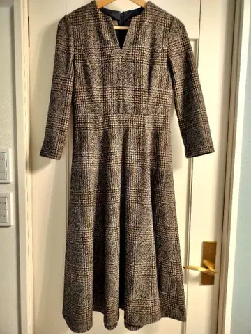 ANAYI 체크 무늬 울 플레어 드레스