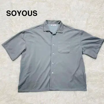 소유즈 반팔 셔츠 그레이 L 남성용 얇은 소재 오버 사이즈 폴리에스테르