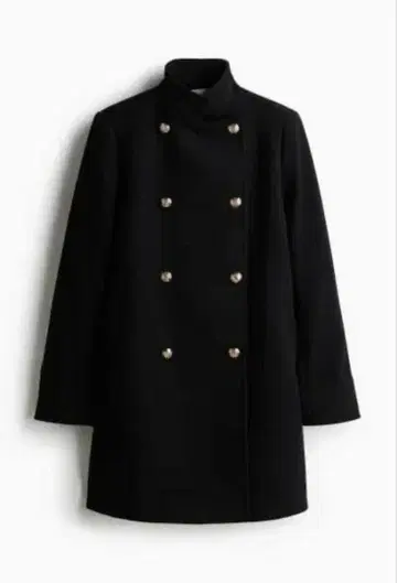 H&M 더블 브레스트 카 코트 나폴레옹 코트 블랙