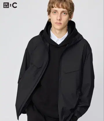 [ 시착만 한 상품 ] 유니클로C 블록 테크 후드티 블랙 XL 사이즈