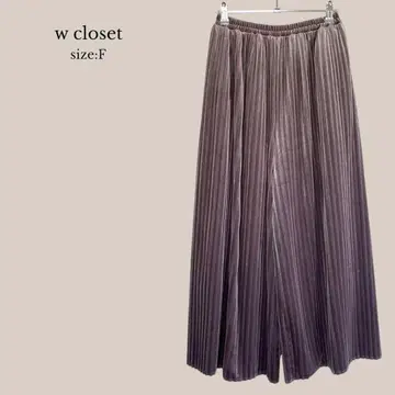 더블 클로젯w closet 와이드 플리츠 팬츠 벨로아 원단 루즈핏