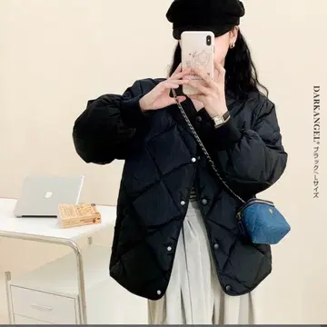 새상품 노카라 퀼팅 자켓 블랙