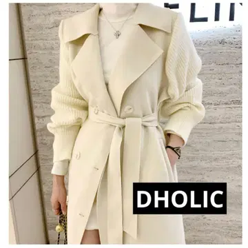 니트 슬리브 벨트 포함 롱 코트