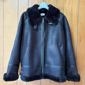 [ 새상품급 ] COOLPIS 에코 가죽 퍼 무스탕 코트 블랙 한국 구매