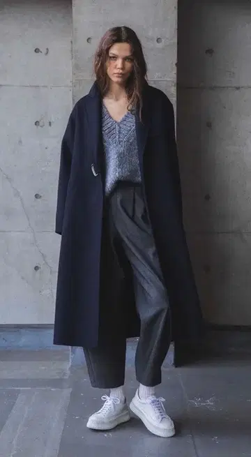 [컨디션 최상] LOHEN 로헨 D링 롱 코트 네이비 FREE