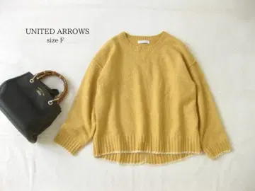 새상품급 유나이티드 애로우즈 긴팔 니트 F 머스타드 아크릴 혼방 루즈핏