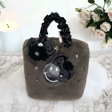 귀여운 퍼 토트백 스마일 그레이 퍼백 택 포함 새상품