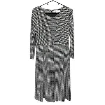 새상품급 MICELKLEIN 기하학 패턴 원피스 38 일본제 신축성 있음