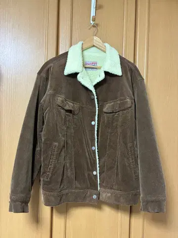 브라운 코듀로이 자켓 플리스 옷깃