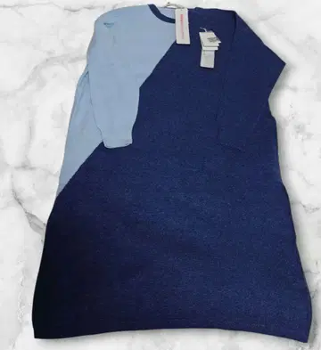택 포함 PLATINUM mei-mei 니트 원피스 파랑 네이비 캐시미어