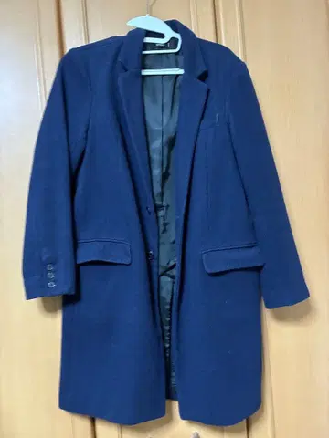 네이비 체스터 코트 울 혼방