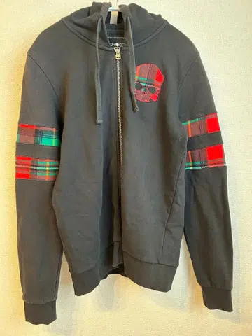 HYDROGEN 스컬 타탄 체크 후드티