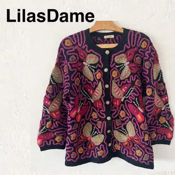 LilasDame 꽃&나비 자수 열쇠뜨기 니트 가디건 3D 입체 스웨터