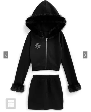 GRL 퍼 후드티 x 미니 스커트 맨투맨 셋업(pm413)