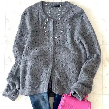 새상품급 더마 컬렉션 캐시미어 시스루 니트 가디건 그레이 M