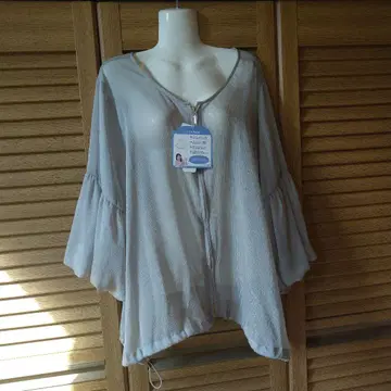 빅 사이즈 4L 플레어 슬리브 시어 블루종 새상품 미사용 택 포함