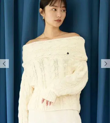 [ POLO 콜라보 ] Lagunamoon 케이블 오프숄더 니트 풀오버