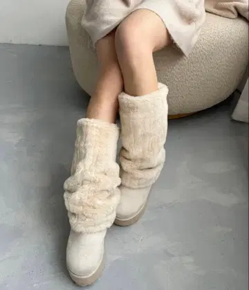 페이크 무스탕 롱 부츠