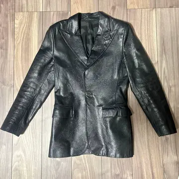 장 폴 고티에 FEMME 블랙 로즈 엠보싱 가공 가죽 자켓