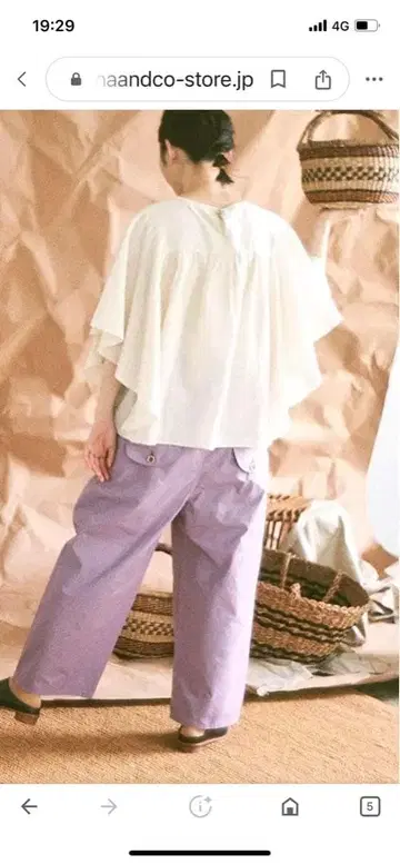 tumugu 츠무구 짐바브에 코튼 트윌 와이드 팬츠