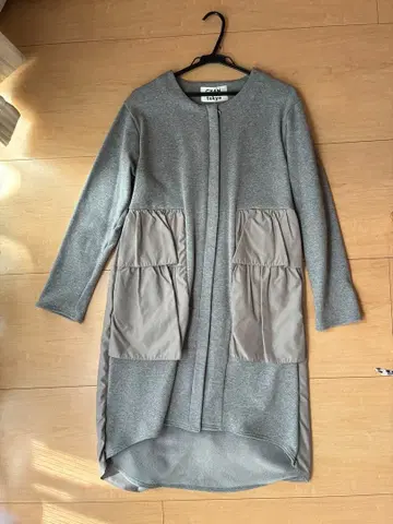 그레이 롱 코트 맨투맨 원단 속기모