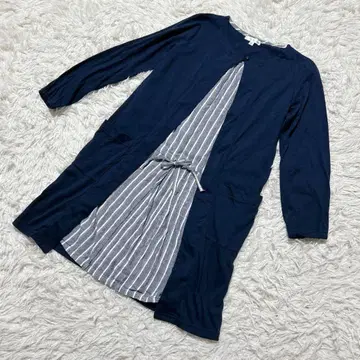 [c6635] 튜닉 긴팔 레이어드 스타일 네이비 스트라이프