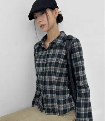 BLACKUP 폴리 기모 체크 셔츠 M 사이즈 네이비