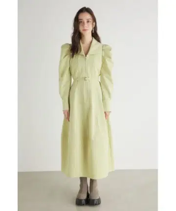 rienda 오버 칼라 ZIP 플레어 원피스