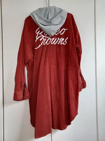 [새상품급] 로데오 크라운 코듀로이 셔츠 원피스 후드 부착 오렌지