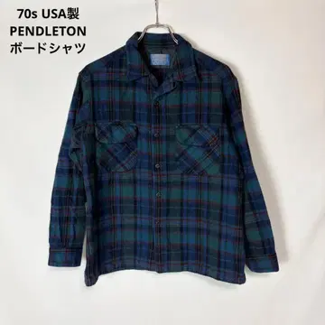 70s USA제 PENDLETON 오픈 카라 보드 셔츠 개금 L