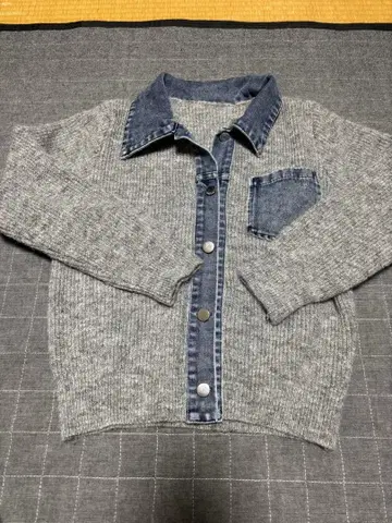 울 데님 혼합 긴팔 스웨터