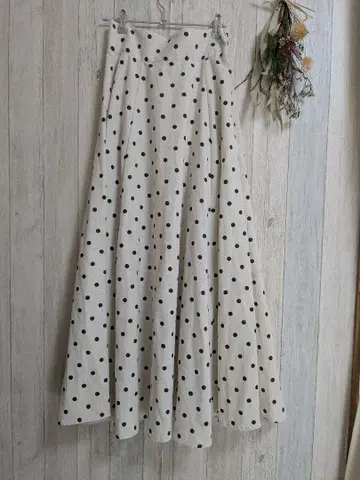 natural couure 면린넨 하이웨스트 서큘러 스커트 도트 L