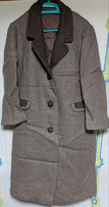 [ 쇼와 구제 의류 레트로 택 없음 ] 브라운 체스터 코트 버튼 포함