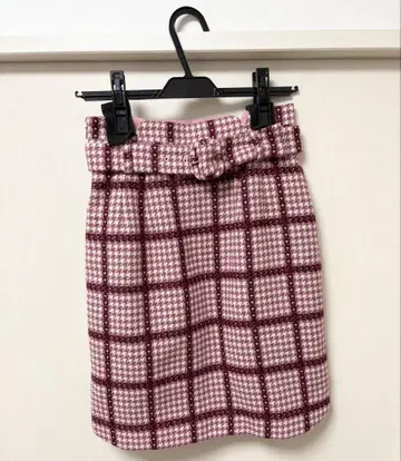 리랜드트루 스커트 레트로 체크 핑크